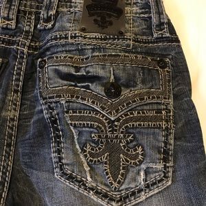 Men’s rock revival moto jeans size 31